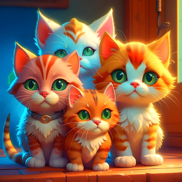 Cute cartoon kittens