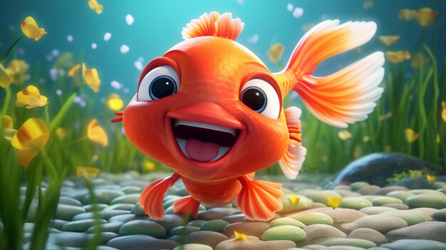 A cute cartoon koi fish character Ai Generative