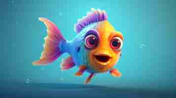 Photo a cute cartoon kuli fish character ai generative