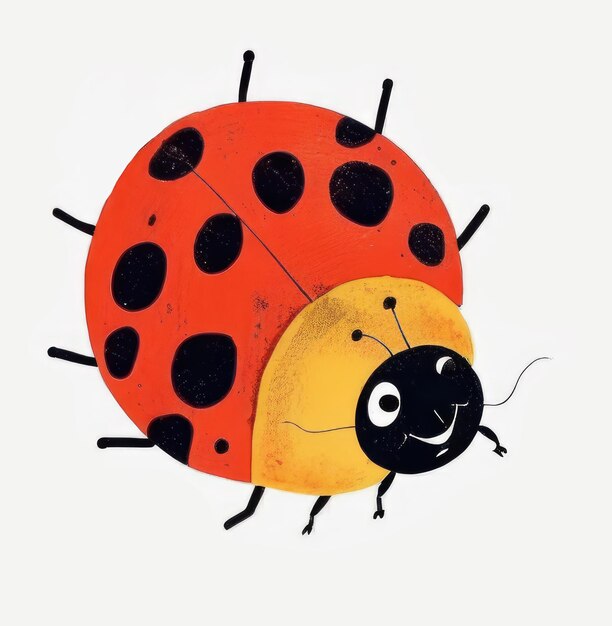 Cute cartoon ladybug with a cheerful expression standing upright on a plain background