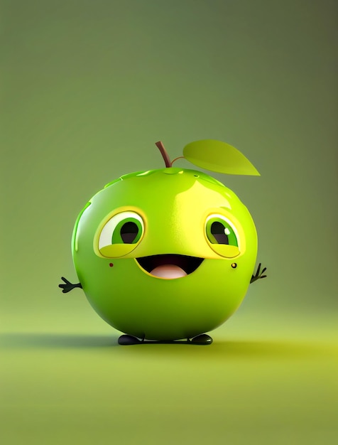 Cute Cartoon Lime Character with a green leaf on it