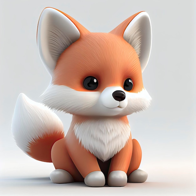 Photo cute cartoon little fox 3d cartoon character generative ai