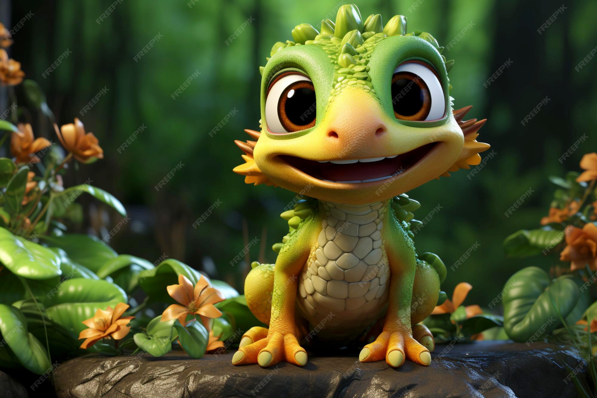 Premium Photo | Cute cartoon little gecko 3d ai generated