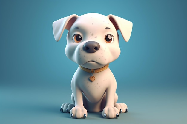 Cute cartoon little pit bull puppy 3d cartoon character generative ai