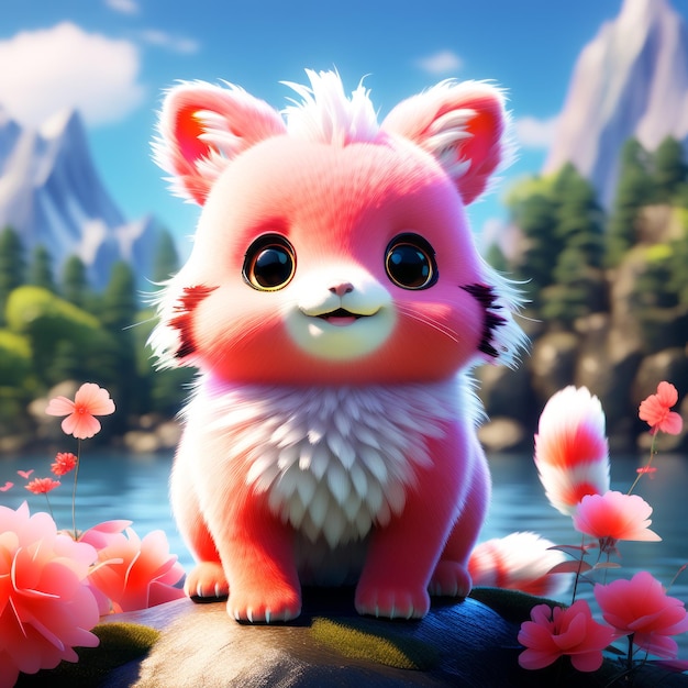 cute cartoon little red panda in the jungle cute cartoon little red panda in the jungle cute li