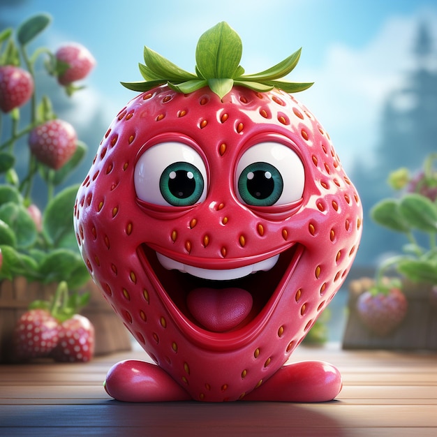 a cute cartoon little strawberry