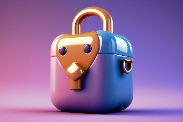 Cute cartoon look lock icon