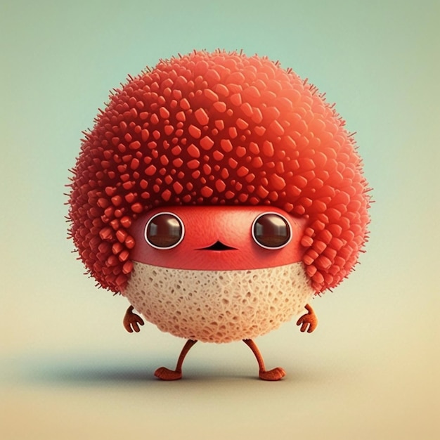 Cute Cartoon Lychee Character Generative Ai