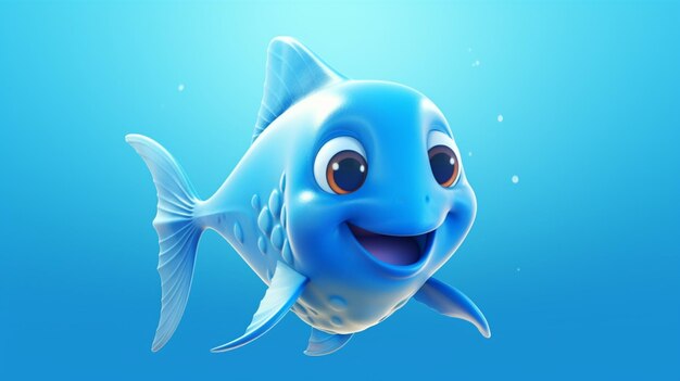 Photo a cute cartoon mola fish character ai generative