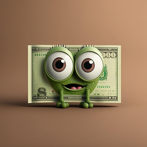 Photo cute cartoon money character