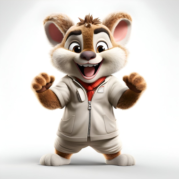 Cute cartoon mouse in a white coat 3d digitally rendered illustration