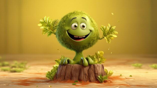 A cute cartoon neem tree character Ai Generative