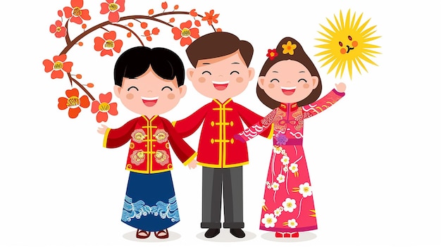 かわいい漫画の北朝鮮の家族