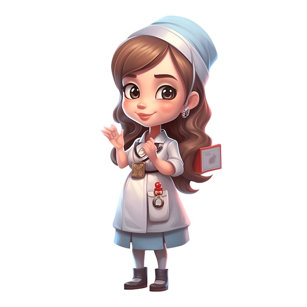 Cute cartoon nurse with stethoscope 3d rendering