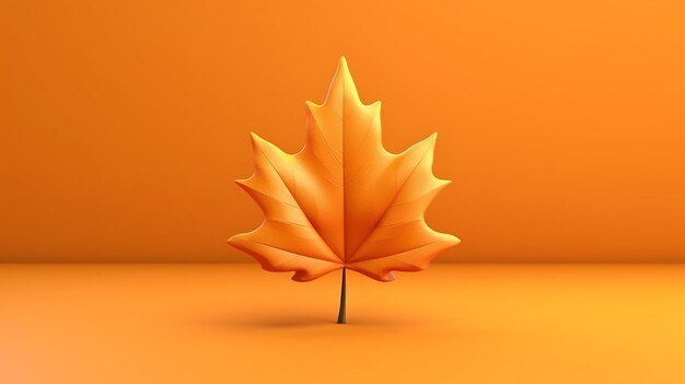 Photo cute cartoon orange fall leaf generative ai