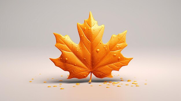 Photo cute cartoon orange fall leaf generative ai