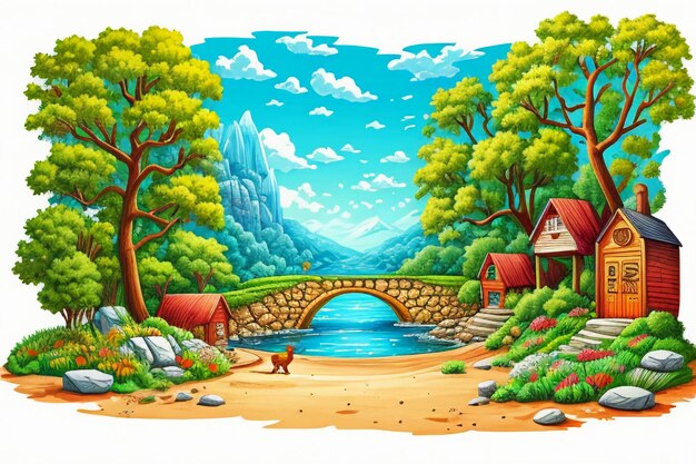 Cute Cartoon Painting Simple Drawing Kawaii Creative Story Picture Book Style Wallpaper Background