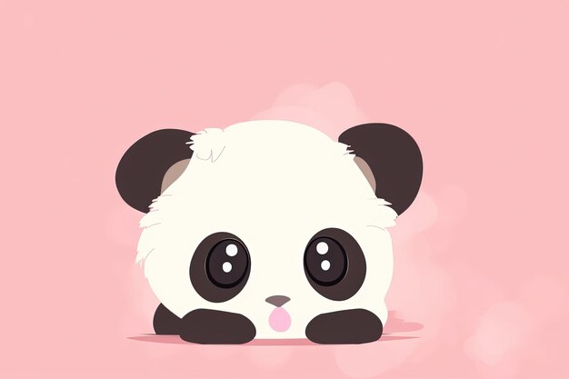 Cute cartoon panda bear on pink background in anime style Generative AI