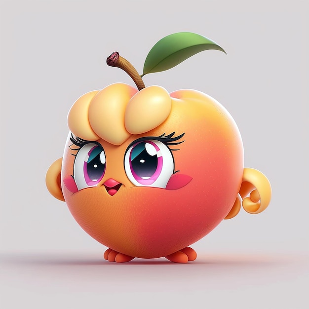 Cute Cartoon Peach Character Using Generative AI