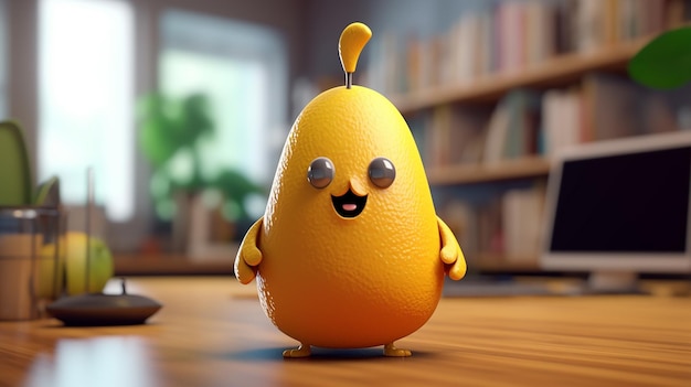 Cute Cartoon Pear Character Generative AI