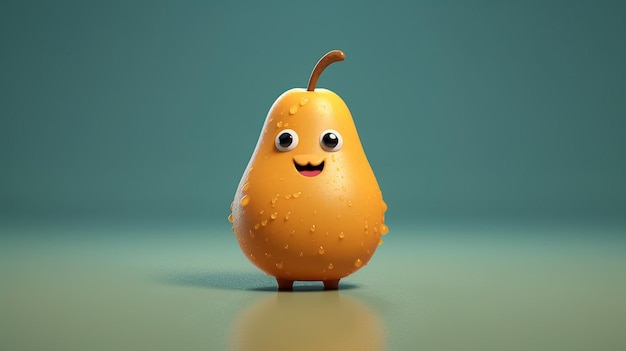 Cute Cartoon Pear Character Generative AI