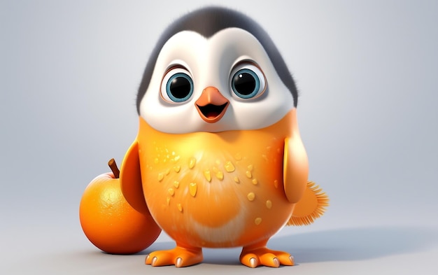 Cute Cartoon Penguin 3D Illustration Generative Ai