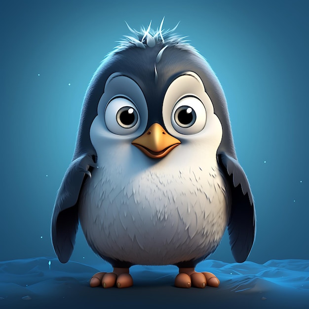 a cute cartoon penguin in the style of realistic