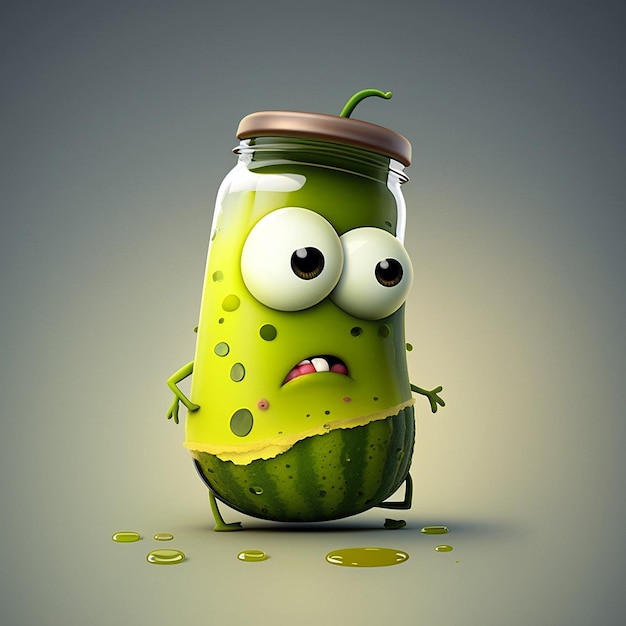 Cute Cartoon Pickle Character Using Generative AI