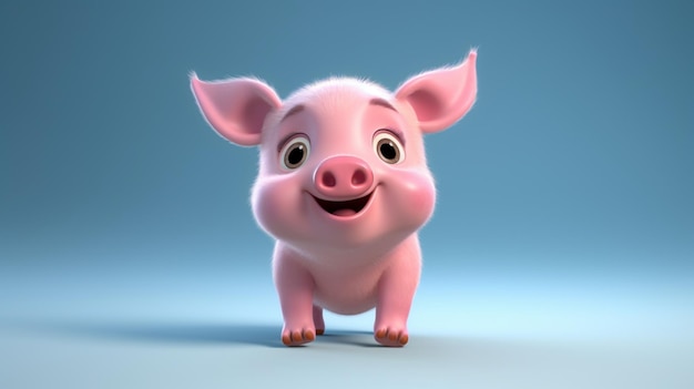 A cute cartoon pig character Ai Generative