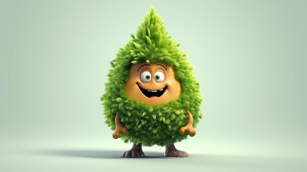 Photo a cute cartoon pinus sylvestris tree character ai generative