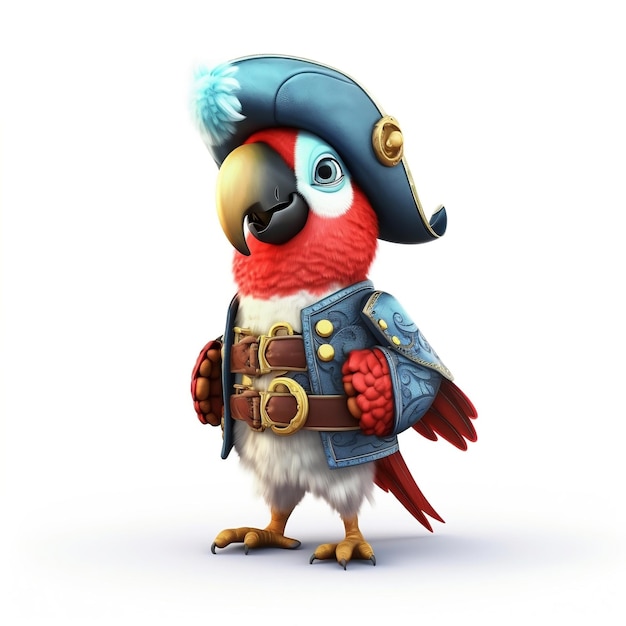 Cute Cartoon Pirate Parrot with Copy Space Generative AI