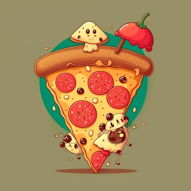 Симпатичный мультяшный персонаж пиццы