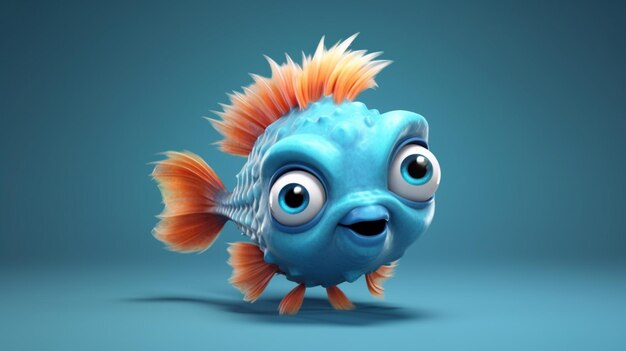 A cute cartoon poa fish character Ai Generative