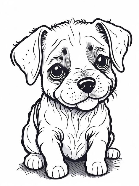 Cute Cartoon puppy and dog Illustraton