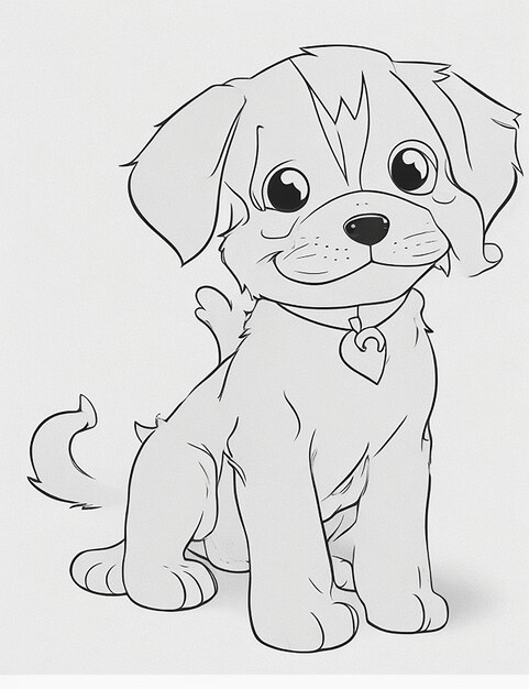 Photo cute cartoon puppy and dog illustraton