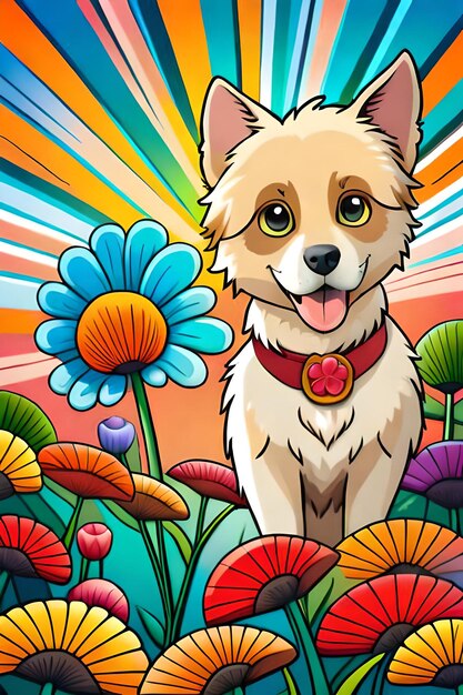 Cute cartoon puppy and dog illustraton