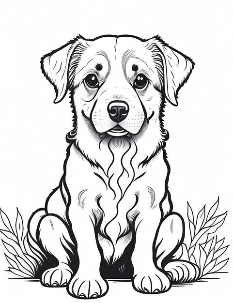 Cute Cartoon puppy and dog Illustraton