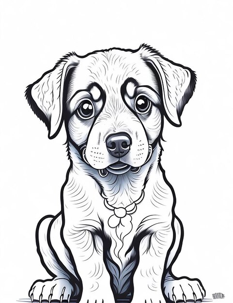 Cute Cartoon puppy and dog Illustraton