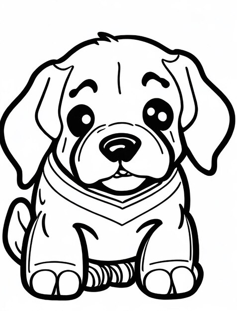 Photo cute cartoon puppy and dog illustraton