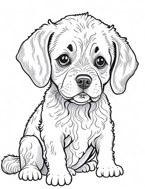 Cute Cartoon puppy and dog Illustraton