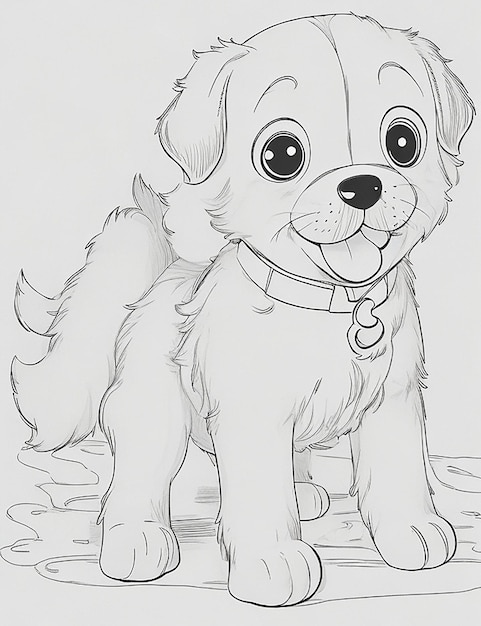 Cute Cartoon puppy and dog Illustraton