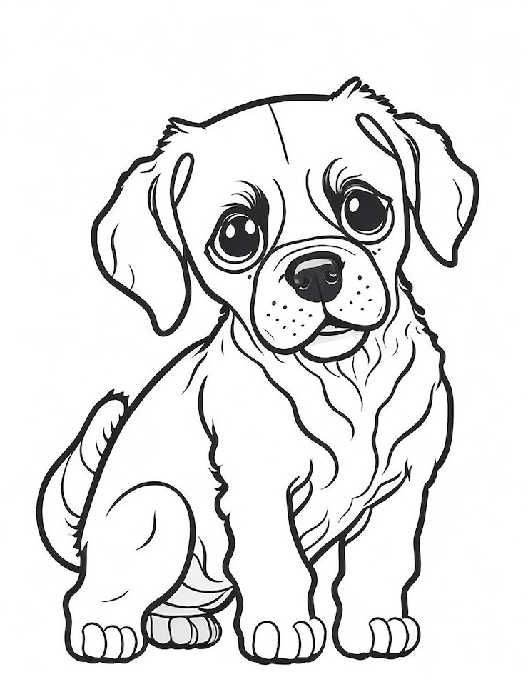 Photo cute cartoon puppy and dog illustraton