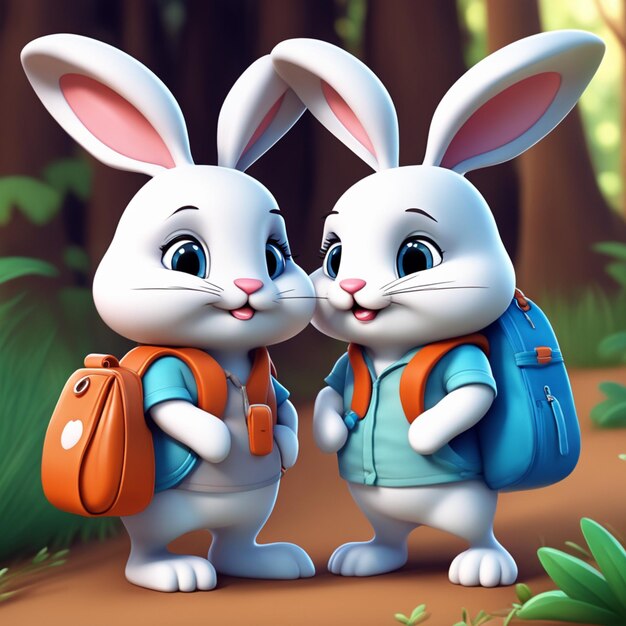 Photo cute cartoon rabbit