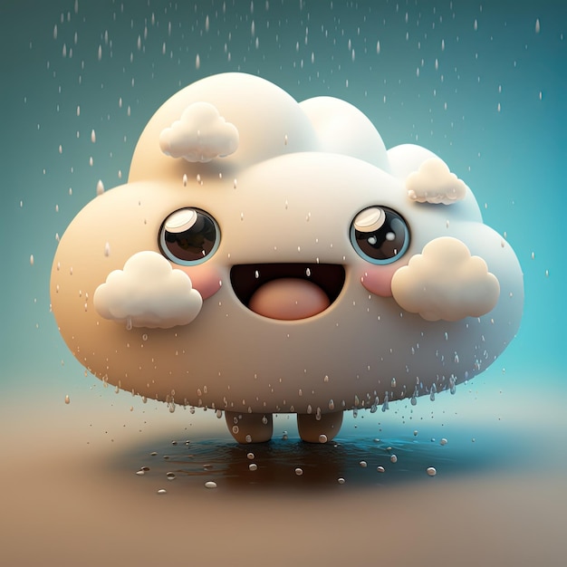 Cute Cartoon Rain Cloud Character