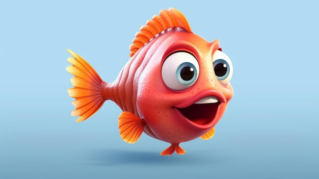 귀여운 만화 라타 부라 물고기 캐릭터 아이 제네리티브.