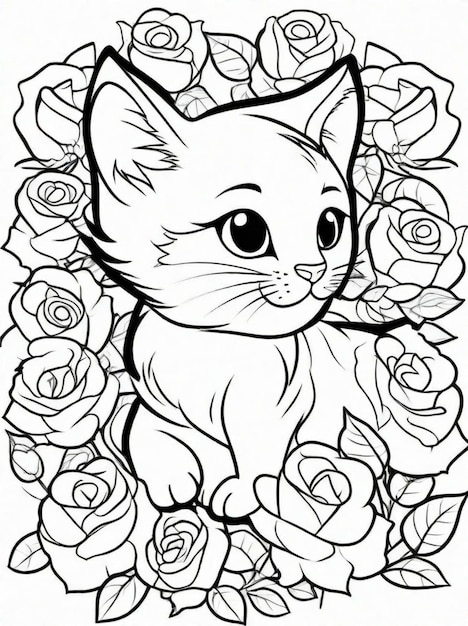 Cute cartoon rose flower coloring pages