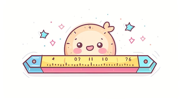 Photo a cute cartoon ruler with a happy face
