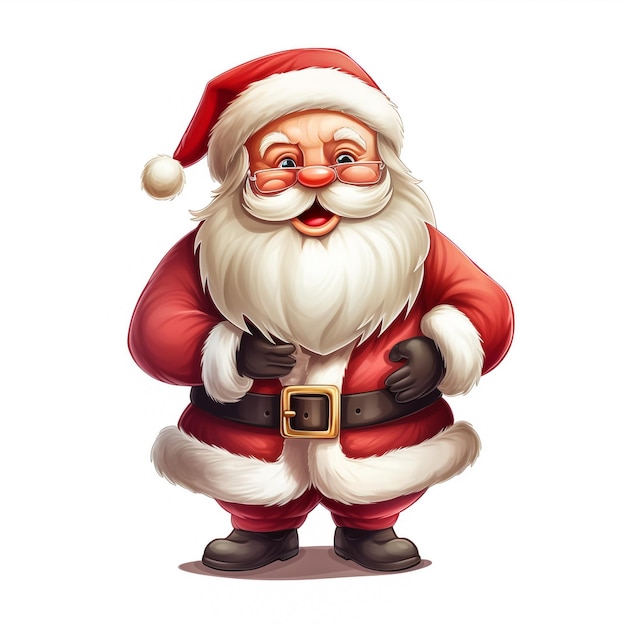 Cute cartoon of a Santa Claus holding a gift box