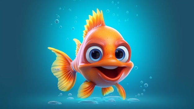 Photo a cute cartoon sarputi fish character ai generative