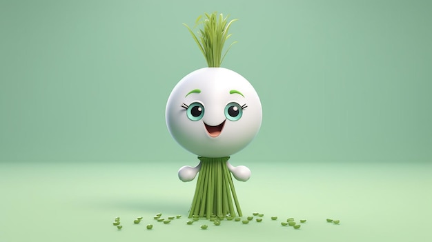 Cute cartoon scallion character generative ai